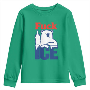 Fck Ice Youth Sweatshirt Get The Fck Out Of Minneapolis Polar Bear TS10 Irish Green Print Your Wear