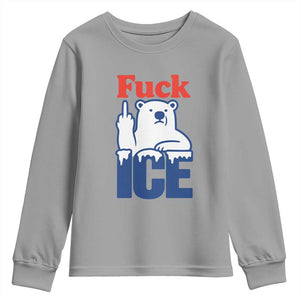 Fck Ice Youth Sweatshirt Get The Fck Out Of Minneapolis Polar Bear TS10 Sport Gray Print Your Wear