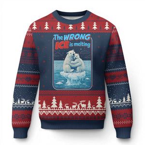 Fck Ice Ugly Christmas Sweater The Wrong Ice Is Melting Polar Bear Social Justice TS10 Navy Red Print Your Wear
