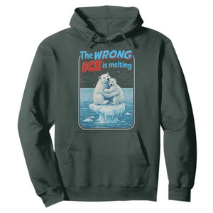 Fck Ice Hoodie The Wrong Ice Is Melting Polar Bear Social Justice TS10 Dark Forest Green Print Your Wear