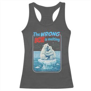 Fck Ice Racerback Tank Top The Wrong Ice Is Melting Polar Bear Social Justice TS10 Dark Heather Print Your Wear