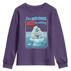 Fck Ice Youth Sweatshirt The Wrong Ice Is Melting Polar Bear Social Justice TS10 Purple Print Your Wear