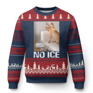 Funny Cat Meme No Ice Ugly Christmas Sweater Subtle FDT Political Satire Satirical Humor TS10 Navy Red Print Your Wear