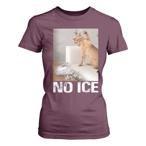 Funny Cat Meme No Ice T Shirt For Women Subtle FDT Political Satire Satirical Humor TS10 Maroon Print Your Wear
