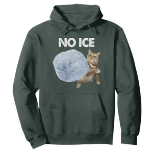 No Ice Hoodie Funny Cat Meme Subtle FDT Political Satire TS10 Dark Forest Green Print Your Wear