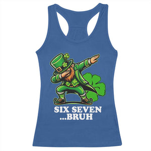 St Patricks Day Six Seven Bruh Racerback Tank Top Leprechaun 67 Meme Irish Ireland Lucky Shamrocks TS10 Royal Blue Print Your Wear