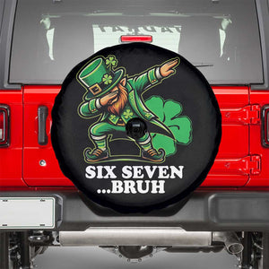St Patricks Day Six Seven Bruh Spare Tire Cover Leprechaun 67 Meme Irish Ireland Lucky Shamrocks TS10 Black Print Your Wear