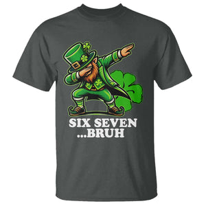 St Patricks Day Six Seven Bruh T Shirt Leprechaun 67 Meme Irish Ireland Lucky Shamrocks TS10 Dark Heather Print Your Wear
