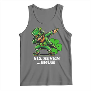 St Patricks Day Six Seven Bruh Tank Top Leprechaun 67 Meme Irish Ireland Lucky Shamrocks TS10 Black Heather Print Your Wear
