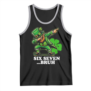 St Patricks Day Six Seven Bruh Tank Top Leprechaun 67 Meme Irish Ireland Lucky Shamrocks TS10 Black Athletic Heather Print Your Wear