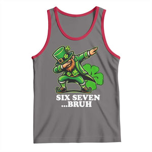 St Patricks Day Six Seven Bruh Tank Top Leprechaun 67 Meme Irish Ireland Lucky Shamrocks TS10 Deep Heather Red Print Your Wear