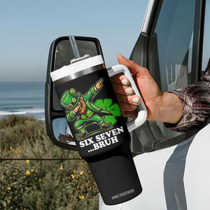 St Patricks Day Six Seven Bruh Tumbler With Handle Leprechaun 67 Meme Irish Ireland Lucky Shamrocks TS10 Print Your Wear