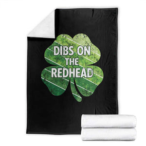 Funny Irish St Patricks Day Dibs On The Redhead Throw Blanket Retro Vintage Lucky Shamrock TS10 Black Print Your Wear
