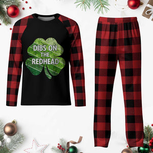 Funny Irish St Patricks Day Dibs On The Redhead Plaid Pajama Set Retro Vintage Lucky Shamrock TS10 Buffalo Plaid Print Your Wear