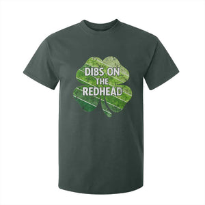 Funny Irish St Patricks Day Dibs On The Redhead T Shirt For Kid Retro Vintage Lucky Shamrock TS10 Dark Forest Green Print Your Wear