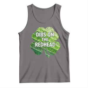 Funny Irish St Patricks Day Dibs On The Redhead Tank Top Retro Vintage Lucky Shamrock TS10 Deep Heather Print Your Wear