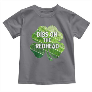 Funny Irish St Patricks Day Dibs On The Redhead Toddler T Shirt Retro Vintage Lucky Shamrock TS10 Charcoal Print Your Wear