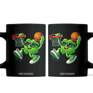 Basketball St Patricks Day Coffee Mug Cute Irish Shamrock Playing Basketball Player Team Boys TS10 Black Print Your Wear