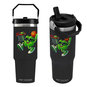 Basketball St Patricks Day Flip Straw Tumbler Cute Irish Shamrock Playing Basketball Player Team Boys TS10 One Size: 30 oz Black Print Your Wear