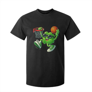 Basketball St Patricks Day T Shirt For Kid Cute Irish Shamrock Playing Basketball Player Team Boys TS10 Black Print Your Wear