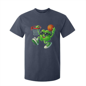 Basketball St Patricks Day T Shirt For Kid Cute Irish Shamrock Playing Basketball Player Team Boys TS10 Navy Print Your Wear