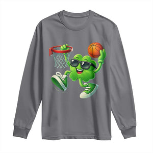 Basketball St Patricks Day Long Sleeve Shirt Cute Irish Shamrock Playing Basketball Player Team Boys TS10 Charcoal Print Your Wear
