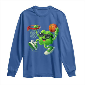 Basketball St Patricks Day Long Sleeve Shirt Cute Irish Shamrock Playing Basketball Player Team Boys TS10 Royal Blue Print Your Wear