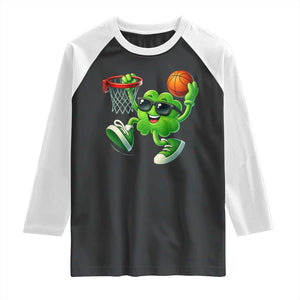 Basketball St Patricks Day Raglan Shirt Cute Irish Shamrock Playing Basketball Player Team Boys TS10 Black White Print Your Wear