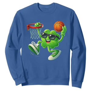 Basketball St Patricks Day Sweatshirt Cute Irish Shamrock Playing Basketball Player Team Boys TS10 Royal Blue Print Your Wear