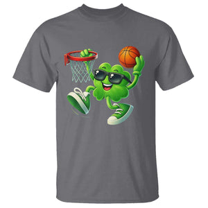Basketball St Patricks Day T Shirt Cute Irish Shamrock Playing Basketball Player Team Boys TS10 Charcoal Print Your Wear