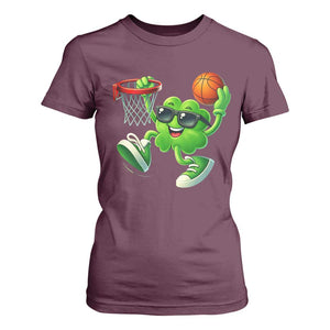 Basketball St Patricks Day T Shirt For Women Cute Irish Shamrock Playing Basketball Player Team Boys TS10 Maroon Print Your Wear