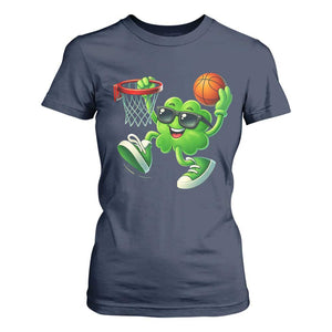 Basketball St Patricks Day T Shirt For Women Cute Irish Shamrock Playing Basketball Player Team Boys TS10 Navy Print Your Wear