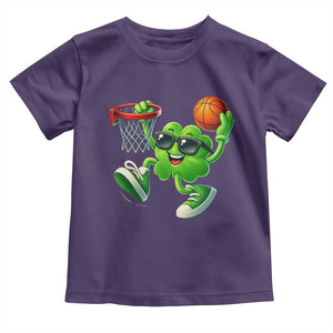 Basketball St Patricks Day Toddler T Shirt Cute Irish Shamrock Playing Basketball Player Team Boys TS10 Purple Print Your Wear