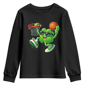 Basketball St Patricks Day Youth Sweatshirt Cute Irish Shamrock Playing Basketball Player Team Boys TS10 Black Print Your Wear