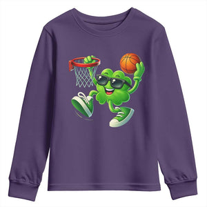 Basketball St Patricks Day Youth Sweatshirt Cute Irish Shamrock Playing Basketball Player Team Boys TS10 Purple Print Your Wear