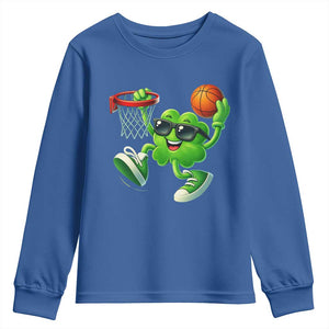 Basketball St Patricks Day Youth Sweatshirt Cute Irish Shamrock Playing Basketball Player Team Boys TS10 Royal Blue Print Your Wear