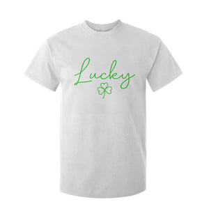 Lucky Irish Shamrock T Shirt For Kid St Patricks Day Letter Print Lightweight TS10 White Print Your Wear