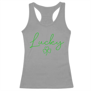 Lucky Irish Shamrock Racerback Tank Top St Patricks Day Letter Print Lightweight TS10 Sport Gray Print Your Wear