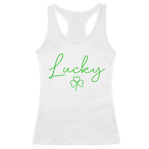 Lucky Irish Shamrock Racerback Tank Top St Patricks Day Letter Print Lightweight TS10 White Print Your Wear
