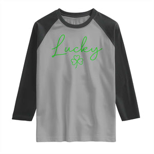 Lucky Irish Shamrock Raglan Shirt St Patricks Day Letter Print Lightweight TS10 Sport Gray Black Print Your Wear