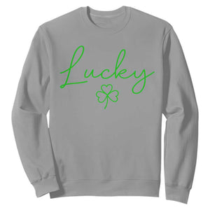Lucky Irish Shamrock Sweatshirt St Patricks Day Letter Print Lightweight TS10 Sport Gray Print Your Wear