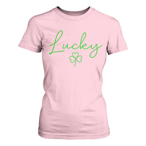 Lucky Irish Shamrock T Shirt For Women St Patricks Day Letter Print Lightweight TS10 Light Pink Print Your Wear