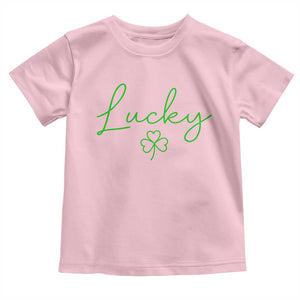 Lucky Irish Shamrock Toddler T Shirt St Patricks Day Letter Print Lightweight TS10 Light Pink Print Your Wear
