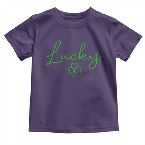 Lucky Irish Shamrock Toddler T Shirt St Patricks Day Letter Print Lightweight TS10 Purple Print Your Wear