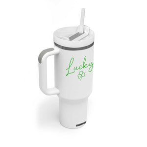 Lucky Irish Shamrock Tumbler With Handle St Patricks Day Letter Print Lightweight TS10 Print Your Wear