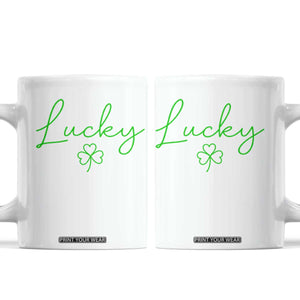 Lucky Irish Shamrock Coffee Mug St Patricks Day Letter Print Lightweight TS10 White Print Your Wear