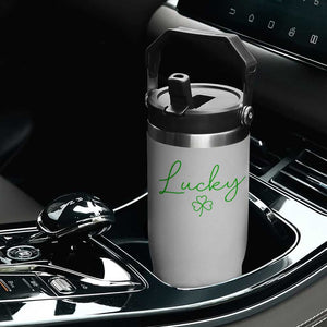 Lucky Irish Shamrock Flip Straw Tumbler St Patricks Day Letter Print Lightweight TS10 Print Your Wear