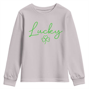 Lucky Irish Shamrock Youth Sweatshirt St Patricks Day Letter Print Lightweight TS10 Ice Gray Print Your Wear