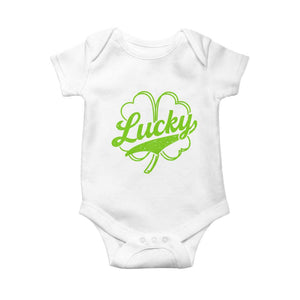 Vintage Lucky Shamrock Baby Onesie Irish St Patricks Day TS10 White Print Your Wear