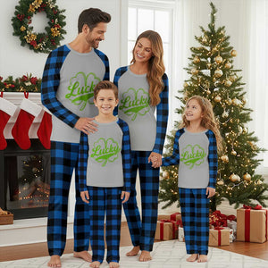 Vintage Lucky Shamrock Plaid Pajama Set Irish St Patricks Day TS10 Blue Plaid Print Your Wear
